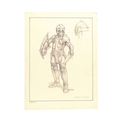 Lot # 187: CONAN THE BARBARIAN (1982) - Ron Cobb-Signed Thulsa Doom "Mutant Soldier" Concept Art