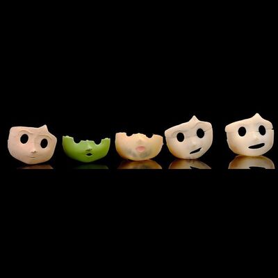 Lot # 193: CORALINE (2009) - Set of Five Coraline (Dakota Fanning) Half-Faces and 17 Forehead Pieces with Additional Parts