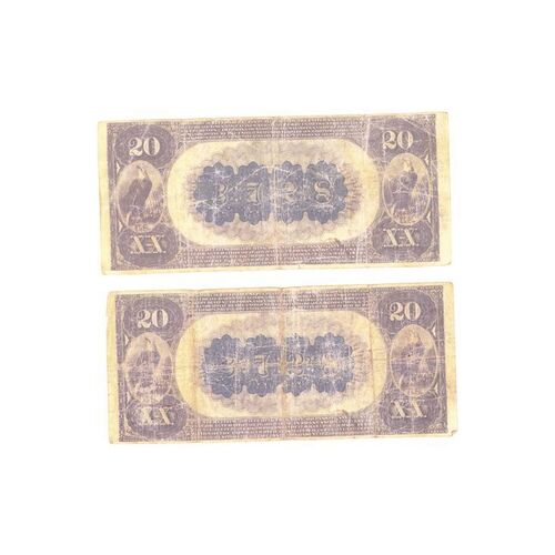 Lot # 210: DEADWOOD (T.V. SERIES, 2004 - 2006) - Set of Two Twenty Dollar Banknotes