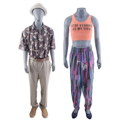 Lot # 222: DIRTY GRANDPA (2016) - Jason Kelly (Zac Efron) "Stop Staring At My Tits" and Dick Kelly's (Robert De Niro) Costume