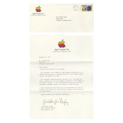 Lot # 279: FORREST GUMP (1994) - Forrest Gump's (Tom Hanks) Letter from Apple