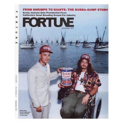 Lot # 281: FORREST GUMP (1994) - Uncut Forrest Gump (Tom Hanks) and Lieutenant Dan (Gary Sinise) Fortune Magazine Cover