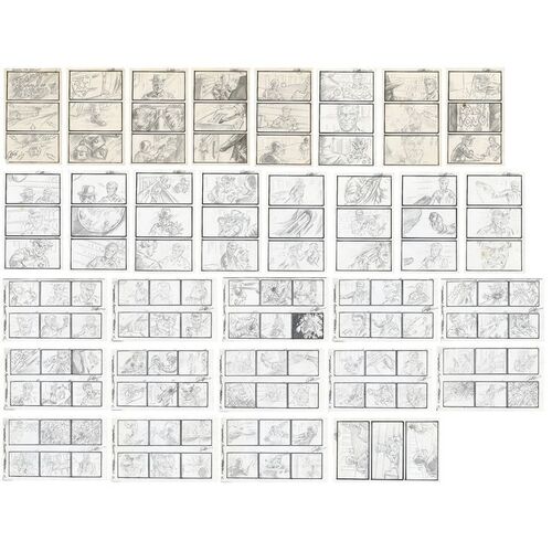 Lot # 286: FROM DUSK TILL DAWN (1996) - Set of 30 Hand-Drawn Robert Kurtzman "Benny's World of Liquor" Storyboard Sheets