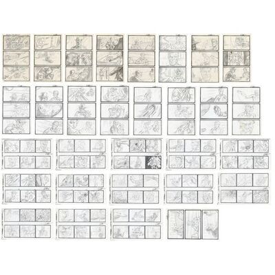 Lot # 286: FROM DUSK TILL DAWN (1996) - Set of 30 Hand-Drawn Robert Kurtzman "Benny's World of Liquor" Storyboard Sheets