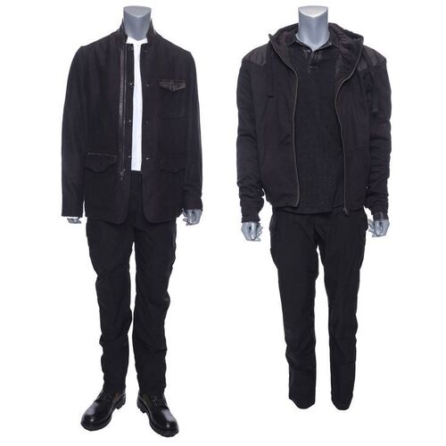 Lot # 302: GEMINI MAN (2019) - Clay Verris' and Junior's Gemini Training Costumes