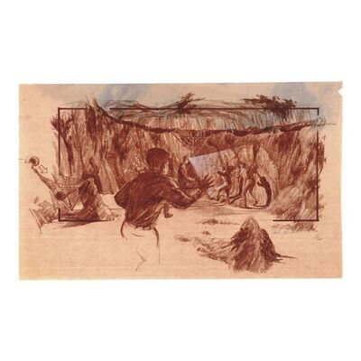 Lot # 322: GOONIES, THE (1985) - Brown Line Boobie-Trap Action Sketch by Jack Johnson
