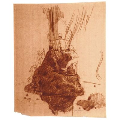 Lot # 323: GOONIES, THE (1985) - Organ Boobie-Trap Brown Line Sketch by Jack Johnson