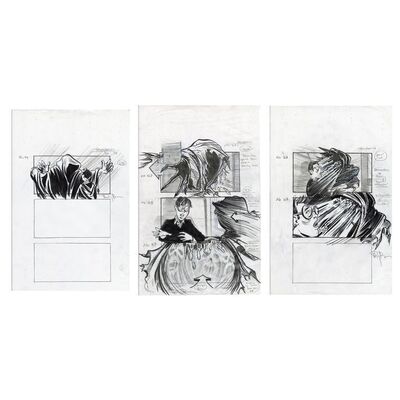Lot # 339: HARRY POTTER AND THE PRISONER OF AZKABAN (2004) - Set of Three Hand-Drawn Doug Brode Dementor Concept Illustrations