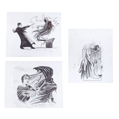 Lot # 340: HARRY POTTER AND THE PRISONER OF AZKABAN (2004) - Set of Three Hand-Drawn Doug Brode Dementor Concept Illustrations