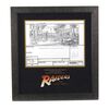 Lot # 383: INDIANA JONES AND THE RAIDERS OF THE LOST ARK (1981) - Framed Kit West-Signed College Campus Storyboard
