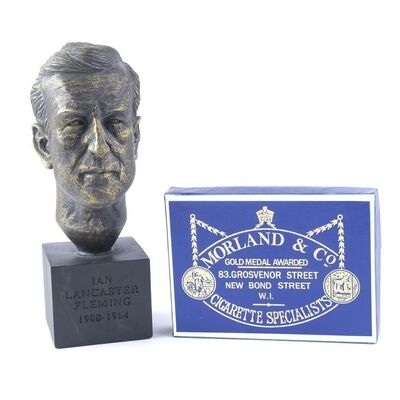 Lot # 434: JAMES BOND FRANCHISE (1953 - PRESENT) - Ian Fleming Bust and Replica Cigarette Box