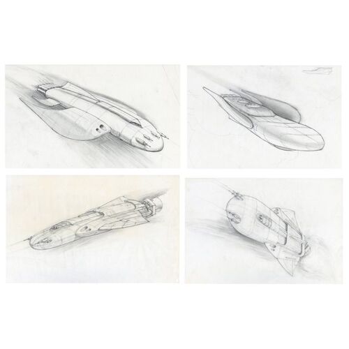 Lot # 437: JASON OF STAR COMMAND (T.V. SERIES, 1978 - 1979) - Set of Four Spaceship Transparencies