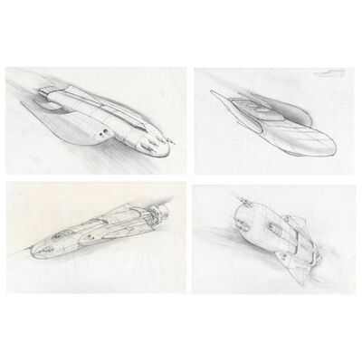 Lot # 437: JASON OF STAR COMMAND (T.V. SERIES, 1978 - 1979) - Set of Four Spaceship Transparencies