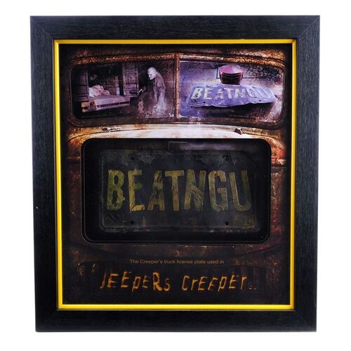 Lot # 439: JEEPERS CREEPERS (2001) - The Creeper's (Jonathan Breck) Framed "BEATNGU" License Plate