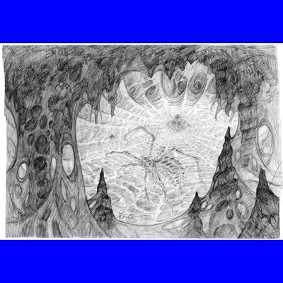Lot # 457: KRULL (1983) - Hand-Drawn Greg Hildebrandt Spider's Lair Concept Illustration