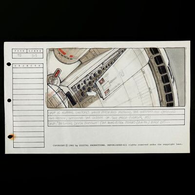 Lot # 467: LAST STARFIGHTER, THE (1984) - Hand-Drawn Ron Cobb Storyboard of "Beginning Death Blossom"