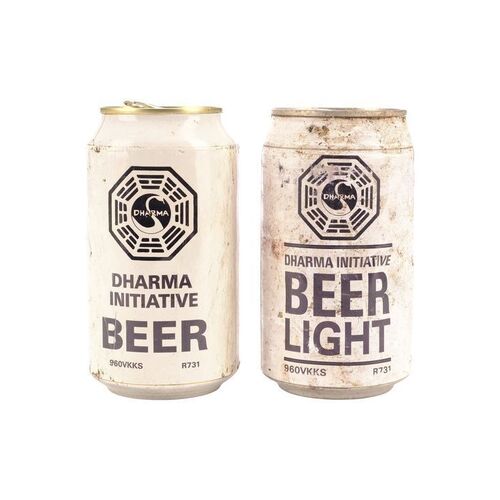 Lot # 488: LOST (T.V. SERIES, 2004 - 2010) - Pair of Dharma Initiative Beer Cans