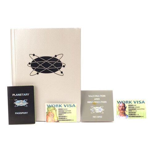 Lot # 517: MEN IN BLACK II (2002) - Branded File Holder with Passport, Customs Form, Work Visas, and Vaccine Card