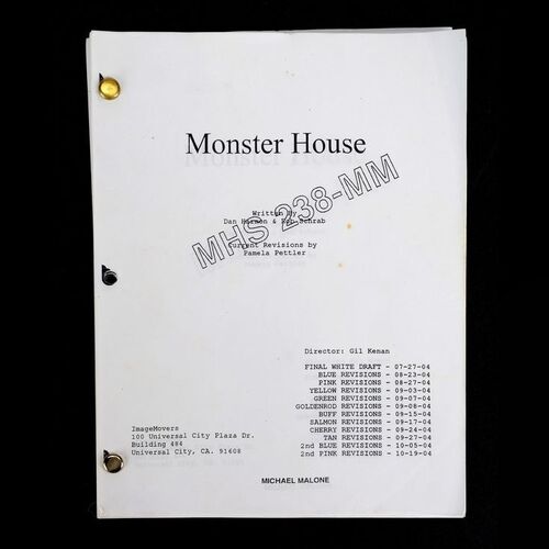 Lot # 535: MONSTER HOUSE (2006) - Bound Final Draft Studio Copy Script