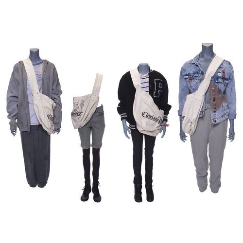 Lot # 570: PAPER GIRLS (TV SERIES 2022) - Set of the Paper Girls' Costumes and Components with Four Newspaper Bags