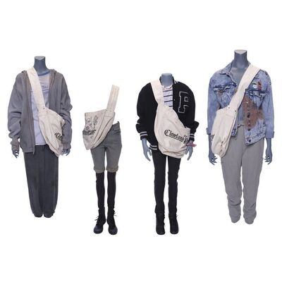 Lot # 570: PAPER GIRLS (TV SERIES 2022) - Set of the Paper Girls' Costumes and Components with Four Newspaper Bags
