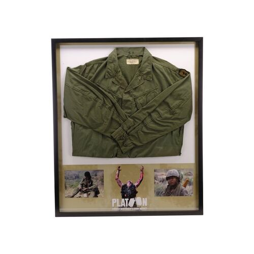 Lot # 619: PLATOON (1986) - Big Harold's (Forest Whitaker) Army Jacket Display