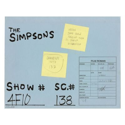 Lot # 657: SIMPSONS, THE (T.V. SERIES, 1989 - PRESENT) - Set of Four Hand-Drawn Homer Simpson and Mr. Burns Animation Drawings with Production Folder