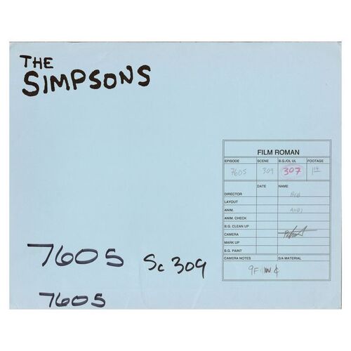 Lot # 658: SIMPSONS, THE (T.V. SERIES, 1989 - PRESENT) - Set of Seven Hand-Drawn Homer and Marge Simpson Animation Drawings with Production Folder