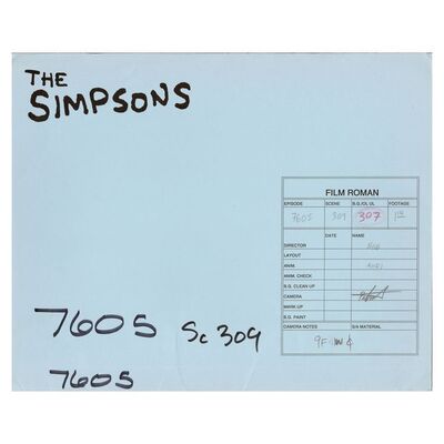 Lot # 658: SIMPSONS, THE (T.V. SERIES, 1989 - PRESENT) - Set of Seven Hand-Drawn Homer and Marge Simpson Animation Drawings with Production Folder