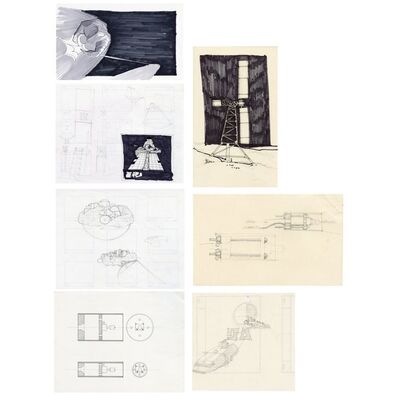 Lot # 665: SPACE ACADEMY (T.V. SERIES, 1977) - Seven Spaceship and Asteroid Concept Sketches