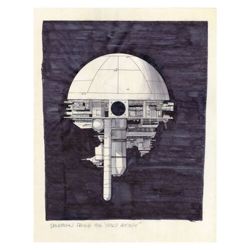 Lot # 666: SPACE ACADEMY (T.V. SERIES, 1977) - Hand-Drawn Paul Huston Denebian Drone Concept Illustration