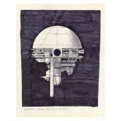 Lot # 666: SPACE ACADEMY (T.V. SERIES, 1977) - Hand-Drawn Paul Huston Denebian Drone Concept Illustration