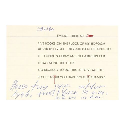 Lot # 692: STANLEY KUBRICK - Stanley Kubrick's Handwritten and Typed Memo to Emilio D'Alessandro