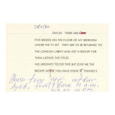 Lot # 692: STANLEY KUBRICK - Stanley Kubrick's Handwritten and Typed Memo to Emilio D'Alessandro