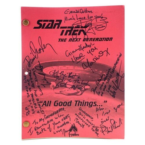 Lot # 738: STAR TREK: THE NEXT GENERATION (T.V. SERIES, 1987 - 1994) - Cast-Autographed Bound Series Finale Final Draft Script