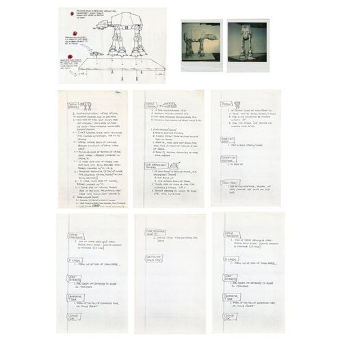 Lot # 799: STAR WARS: THE EMPIRE STRIKES BACK (1980) - Printed AT-AT Model Design with Hand-Drawn Case Design and Polaroids