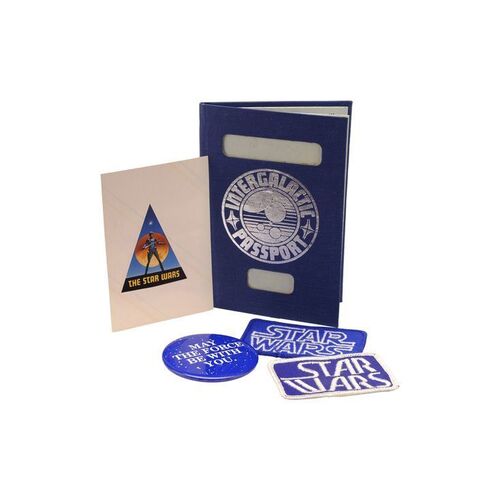 Lot # 803: STAR WARS: THE EMPIRE STRIKES BACK (1980) - Intergalactic Passport, Crew Patches, Sticker and Button