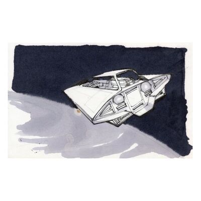 Lot # 819: STAR WARS: A NEW HOPE (1977) - Hand-Drawn Paul Huston Early Y-Wing Cockpit Concept Sketch