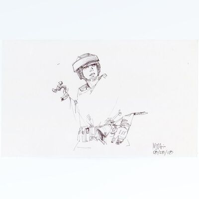 Lot # 846: STAR WARS: RETURN OF THE JEDI (1983) - Hand-Drawn Nilo Rodis-Jamero Alternate Princess Leia Endor Costume Sketch