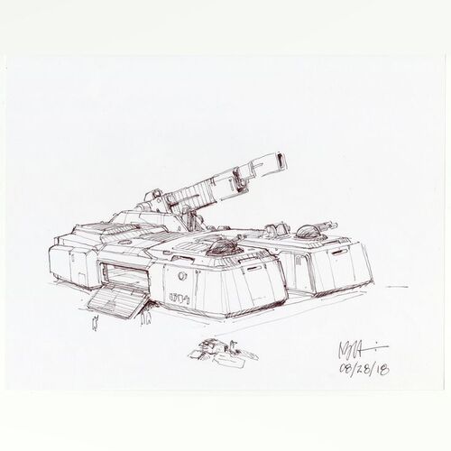 Lot # 847: STAR WARS: THE EMPIRE STRIKES BACK (1980) - Hand-Drawn Nilo Rodis-Jamero Alternate Hoth Tank Design Sketch