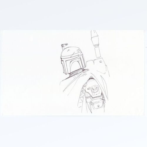 Lot # 848: STAR WARS: THE EMPIRE STRIKES BACK (1980)/STAR WARS: RETURN OF THE JEDI (1983) - Hand-Drawn Nilo Rodis-Jamero Alternate Boba Fett Costume Sketch
