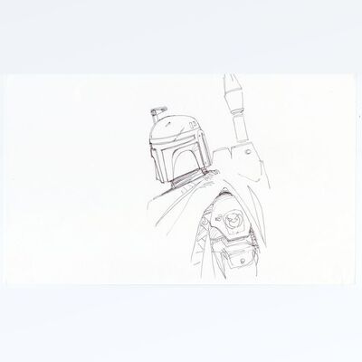Lot # 848: STAR WARS: THE EMPIRE STRIKES BACK (1980)/STAR WARS: RETURN OF THE JEDI (1983) - Hand-Drawn Nilo Rodis-Jamero Alternate Boba Fett Costume Sketch