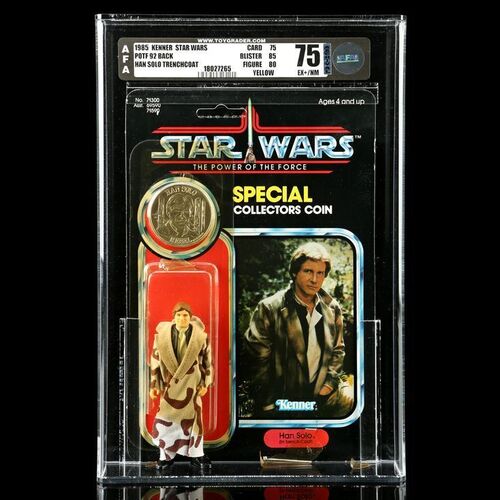 Lot # 879: STAR WARS TOYS - Han Solo (In Trench Coat) POTF92A AFA 75Y