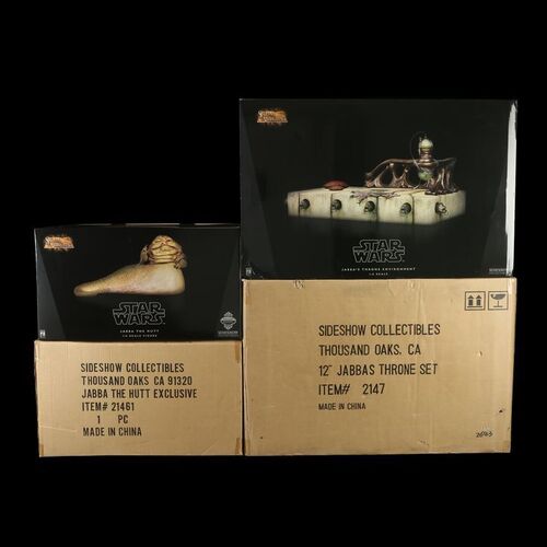Lot # 885: STAR WARS: RETURN OF THE JEDI (1983) - Unused Sideshow Collectibles Jabba the Hutt and Jabba's Throne Room 1:6 Scale Set