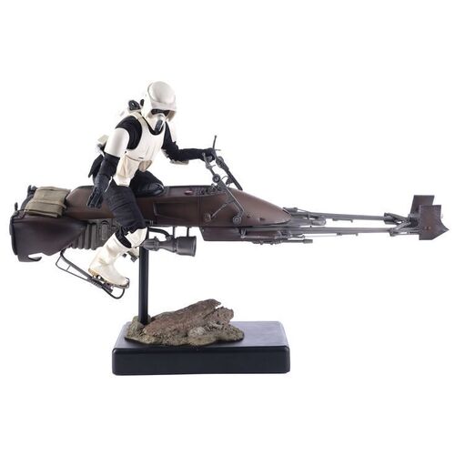 Lot # 886: STAR WARS: RETURN OF THE JEDI (1983) - Sideshow Premium Format Speeder Bike and Biker Scout
