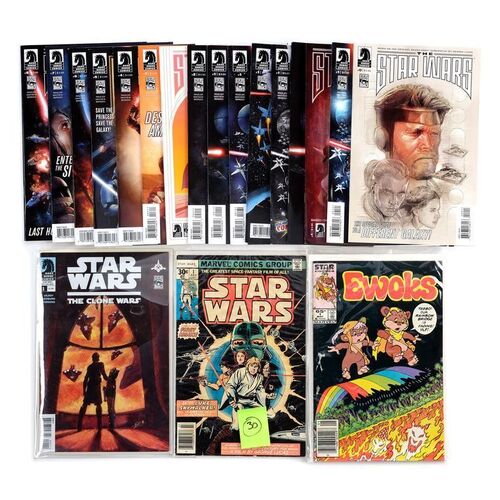 Lot # 887: DARK HORSE COMICS/MARVEL COMICS - J.W. Rinzler Collection: Set of 19 Star Wars, The Clone Wars, and Ewoks Key Issues