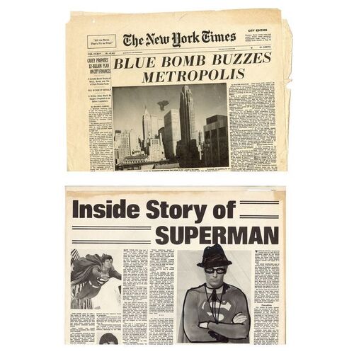 Lot # 910: SUPERMAN (1978) - Pair of Superman Newspapers with Lois Lane's (Margot Kidder) Doodled Newspaper