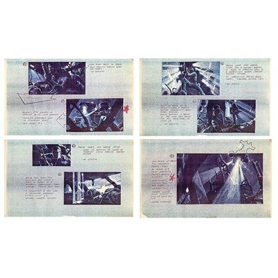 Lot # 923: TERMINATOR, THE (1984) - Set of Printed Future War Storyboard Pages 14 - 17 and 20 - 22