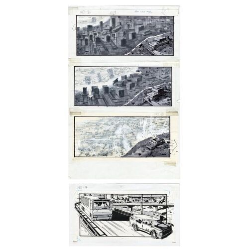 Lot # 927: TERMINATOR 2: JUDGMENT DAY (1991) - Hand-Drawn Atomic Blast Storyboards with Printed Storyboard