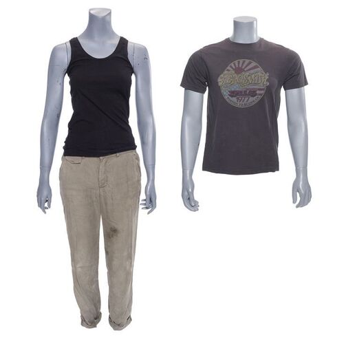 Lot # 937: TERMINATOR: DARK FATE (2019) - Young Sarah Connor's Ensemble with John Connor's Final Moments Shirt
